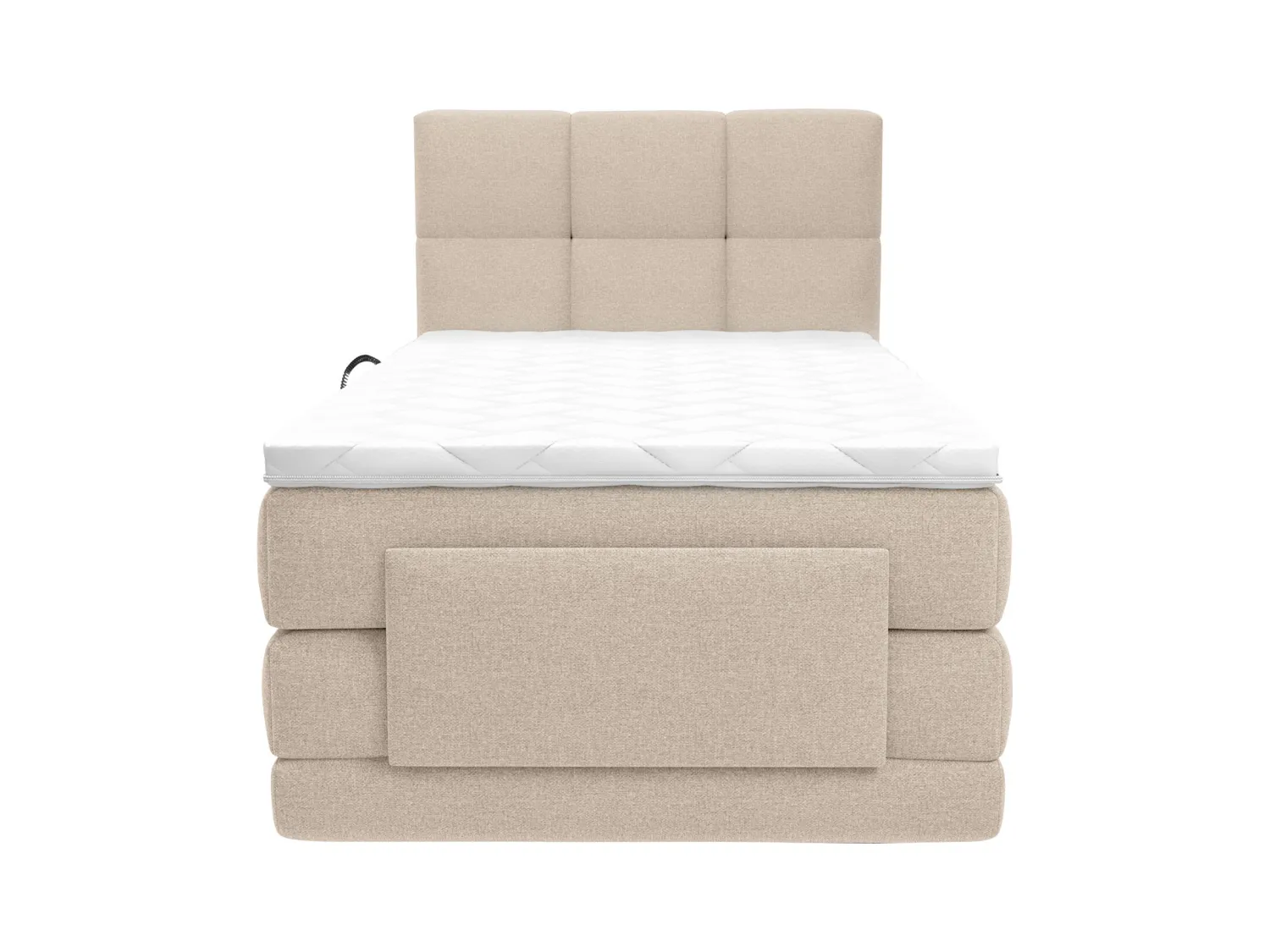 Set boxspring test. trapun.+ Rete relax elett. + Mater. + Topper 100x200 Tessuto Beige - LODI di PALACIO