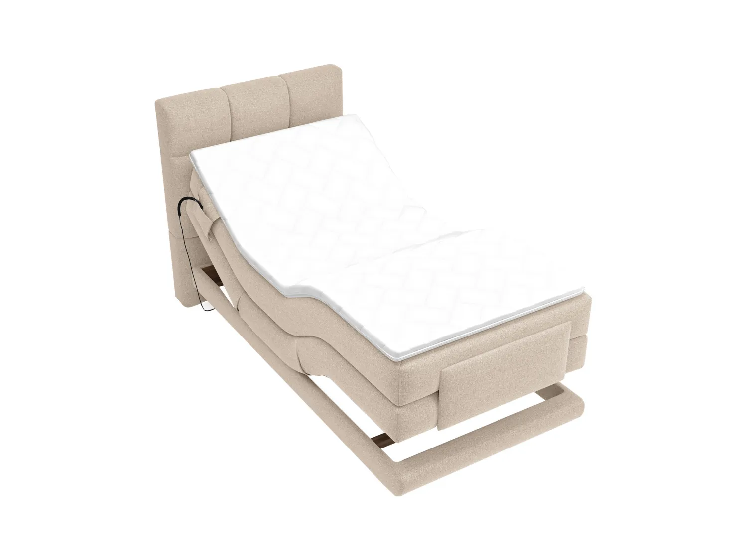 Set boxspring test. trapun.+ Rete relax elett. + Mater. + Topper 100x200 Tessuto Beige - LODI di PALACIO