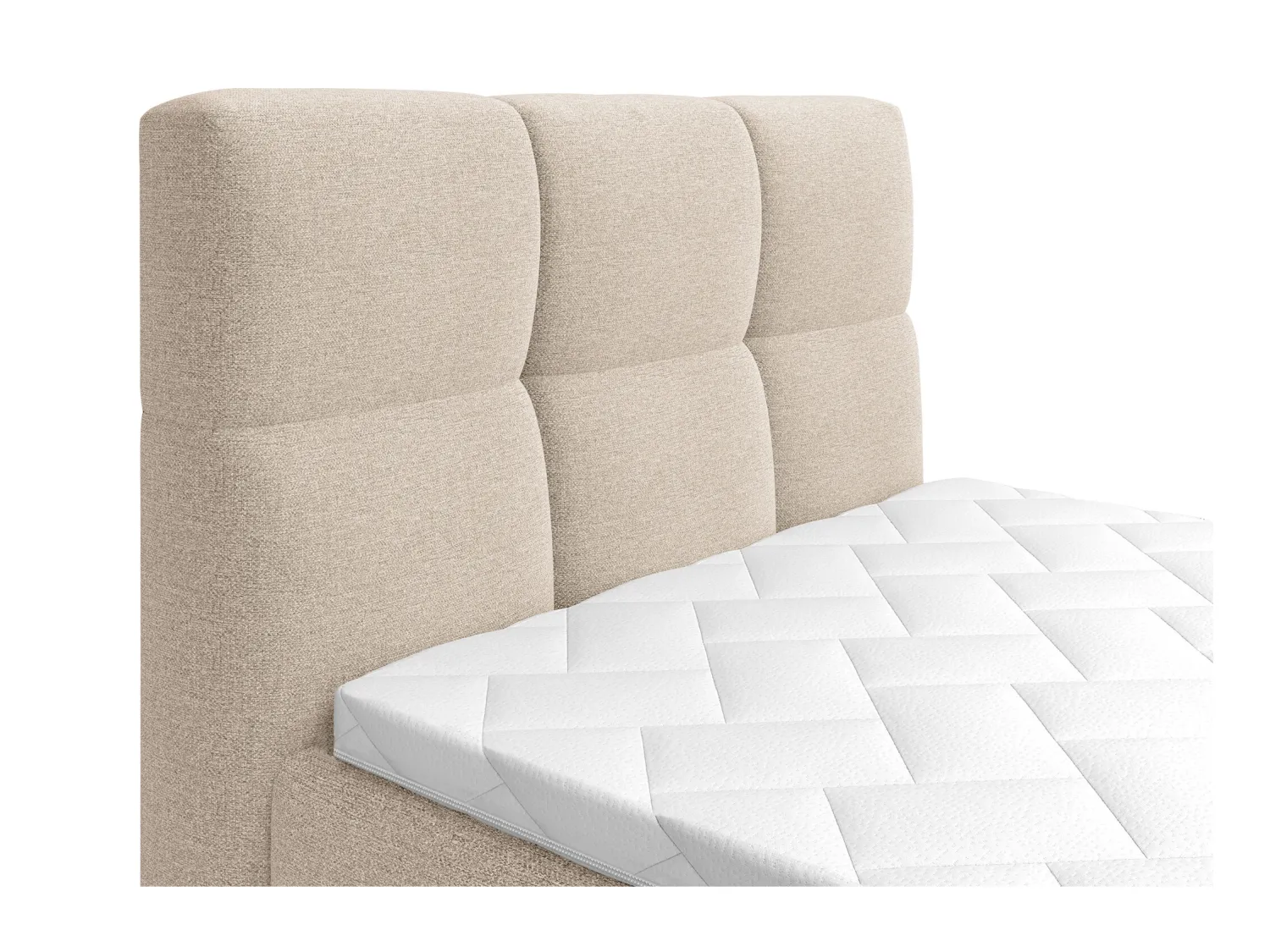Set boxspring test. trapun.+ Rete relax elett. + Mater. + Topper 100x200 Tessuto Beige - LODI di PALACIO