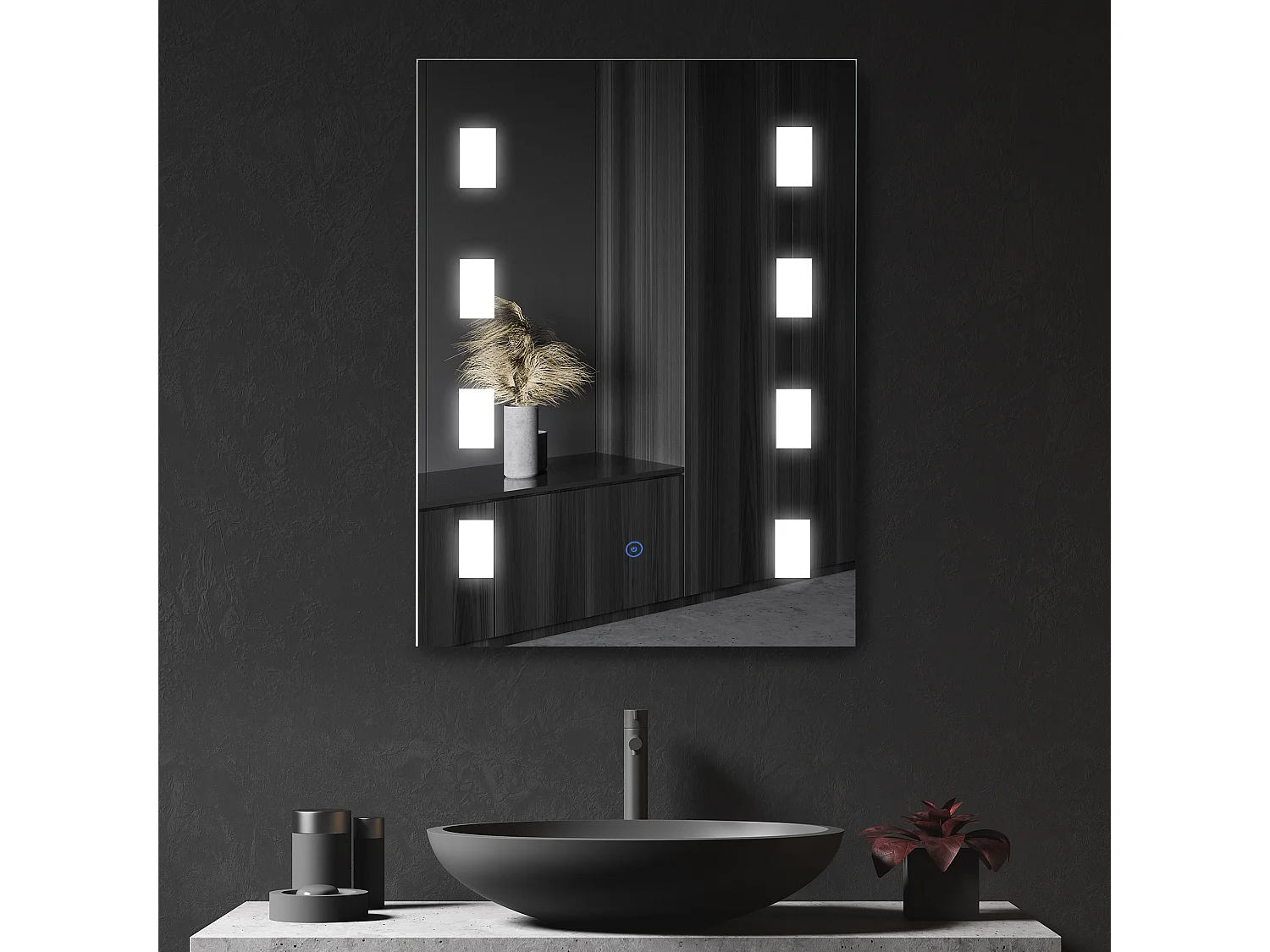 Espejo de baño plata 70x2.7x50 cm kleankin