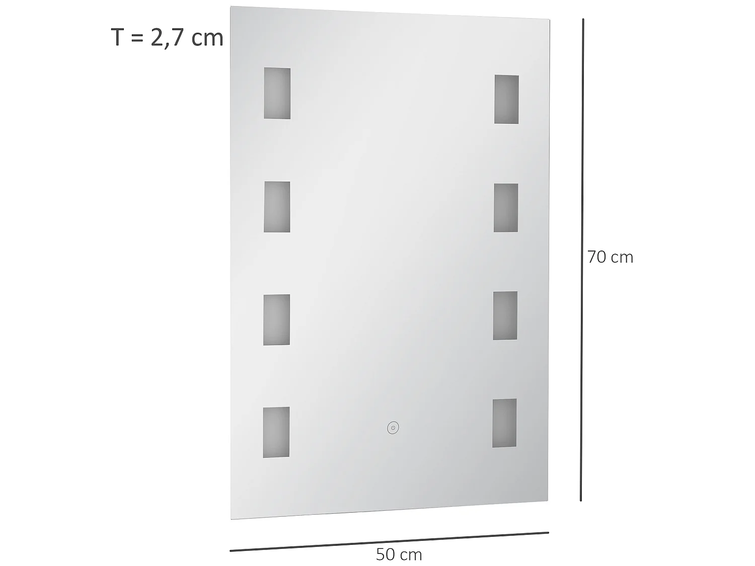 Espejo de baño plata 70x2.7x50 cm kleankin