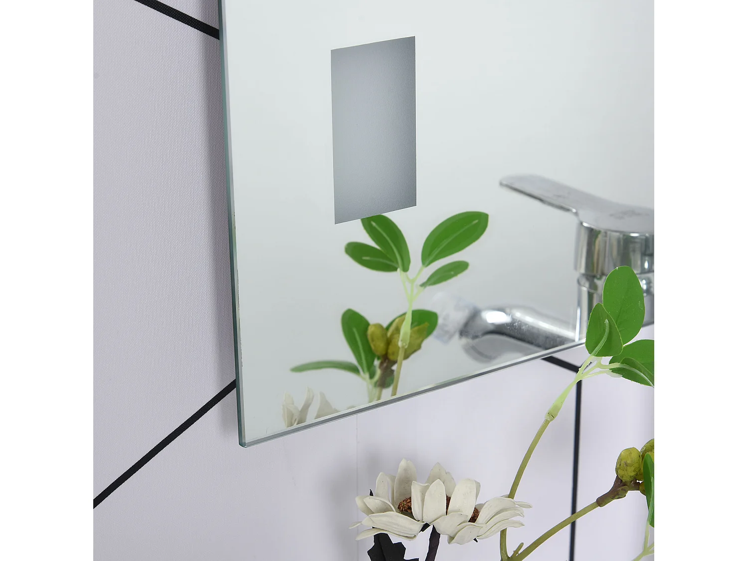 Espejo de baño plata 70x2.7x50 cm kleankin