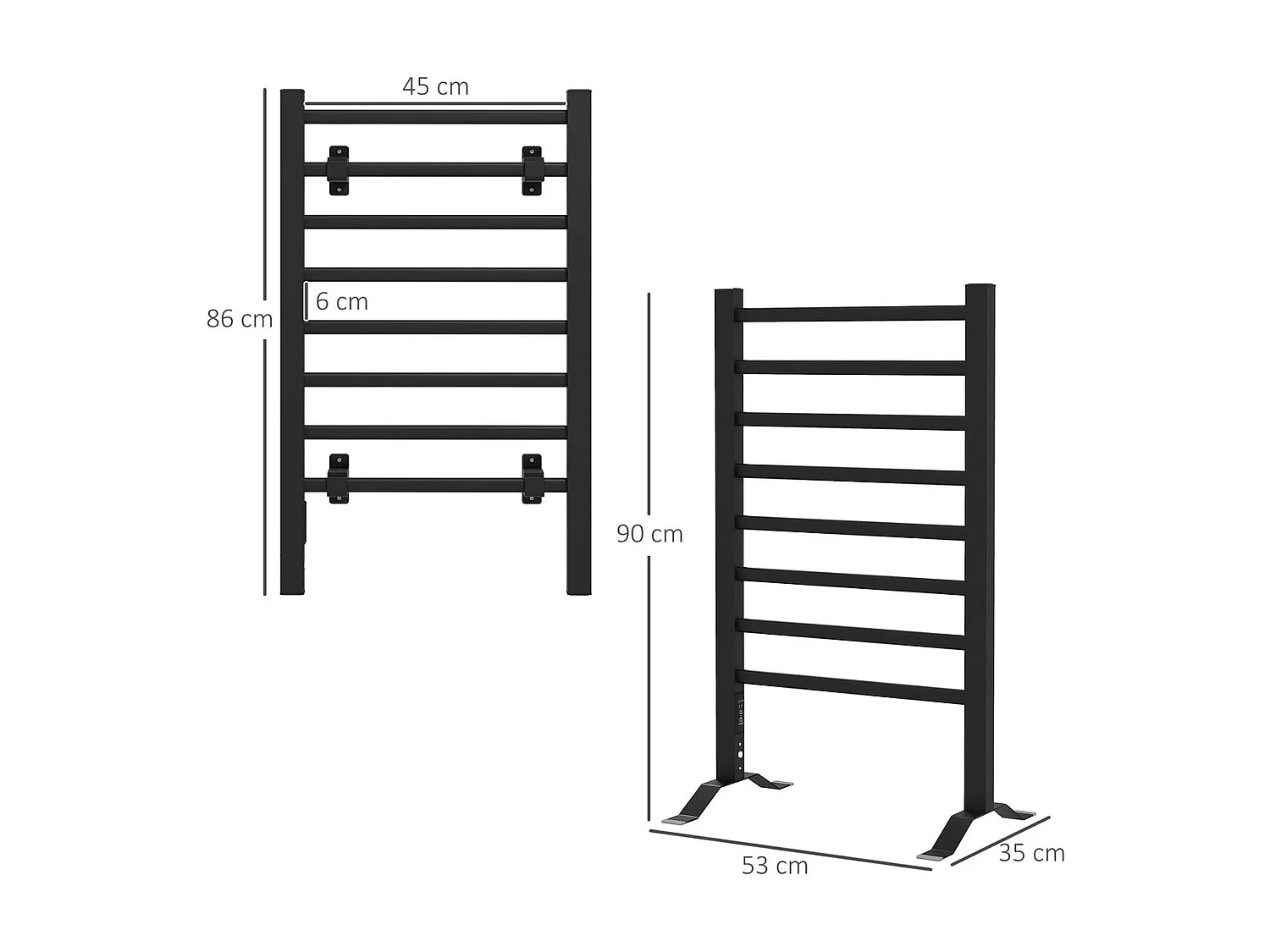 Toallero eléctrico negro 53x35x90 cm HOMCOM