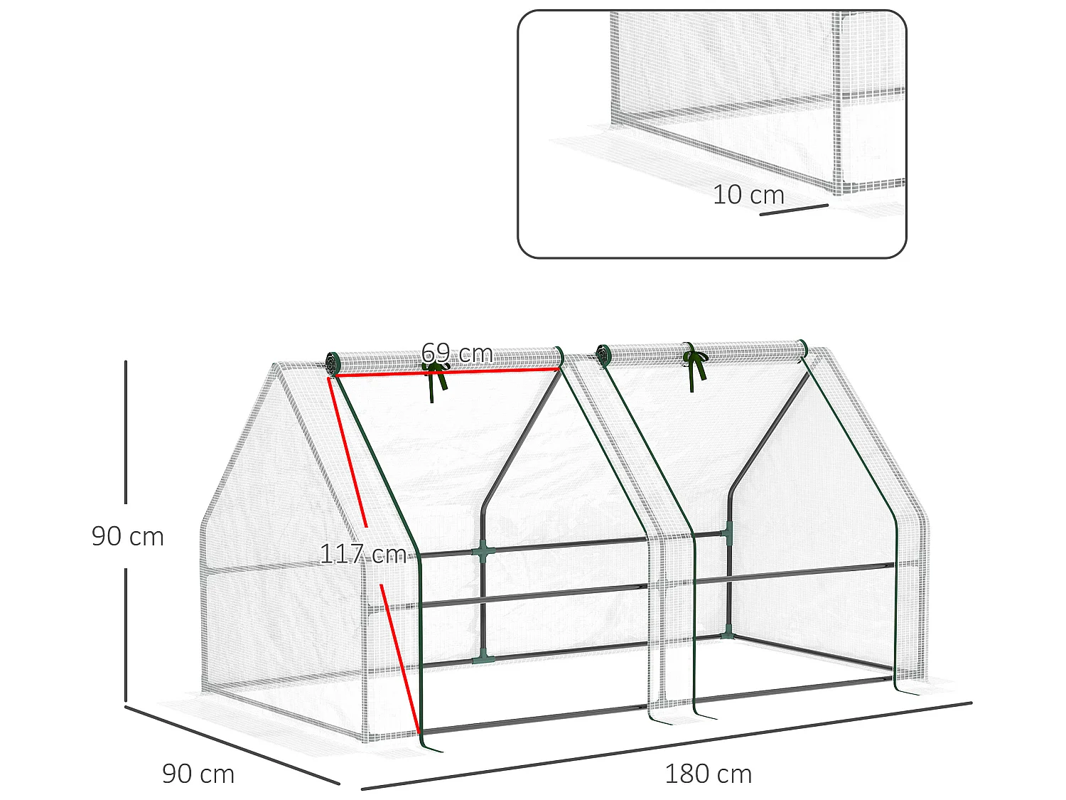 Invernadero blanco 180x90x90 cm Outsunny