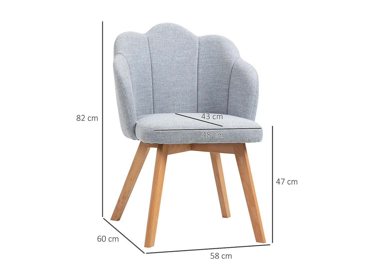 Sillas de comedor gris 58x60x82 cm HOMCOM