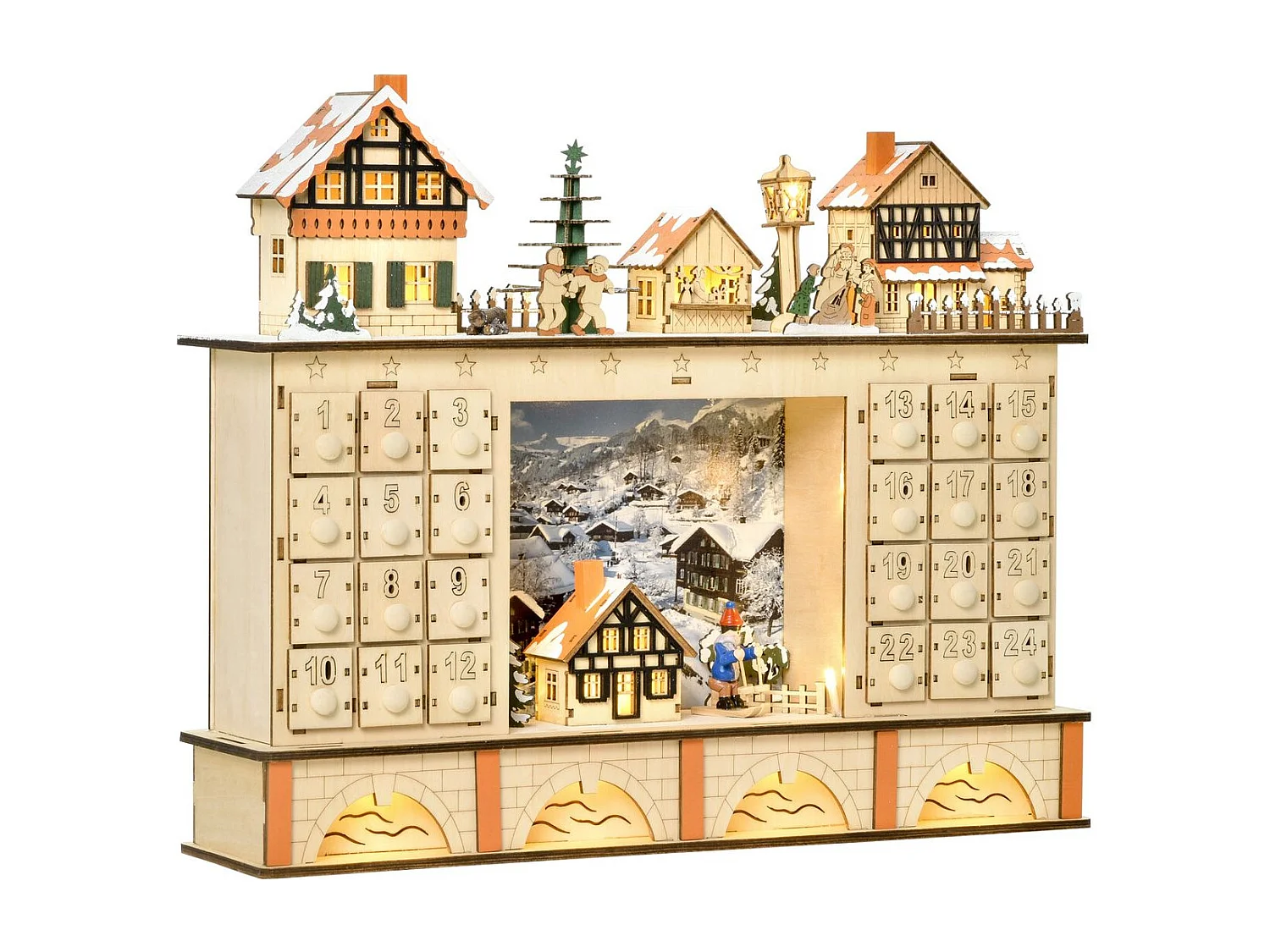 Calendario de adviento madera natural 44x10x37 cm HOMCOM