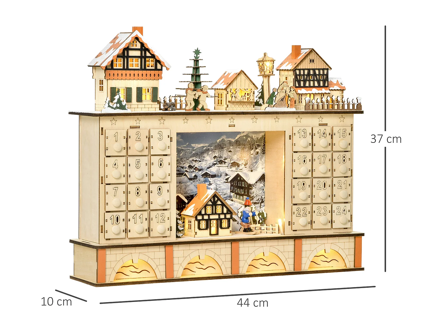 Calendario de adviento madera natural 44x10x37 cm HOMCOM