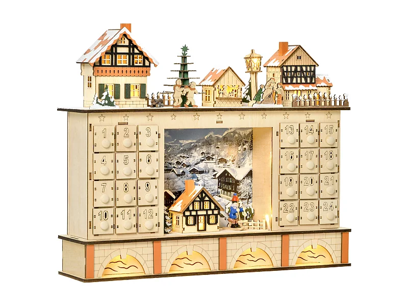 Calendario de adviento madera natural 44x10x37 cm HOMCOM