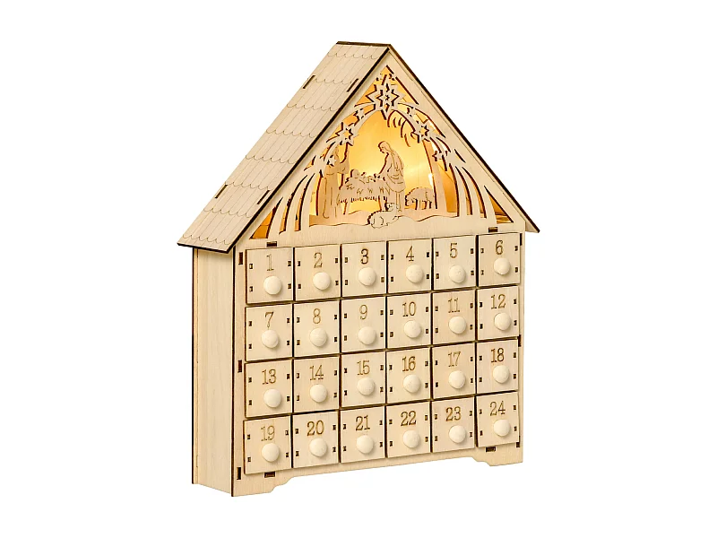 Calendario de adviento madera natural 26.6x6x30 cm HOMCOM