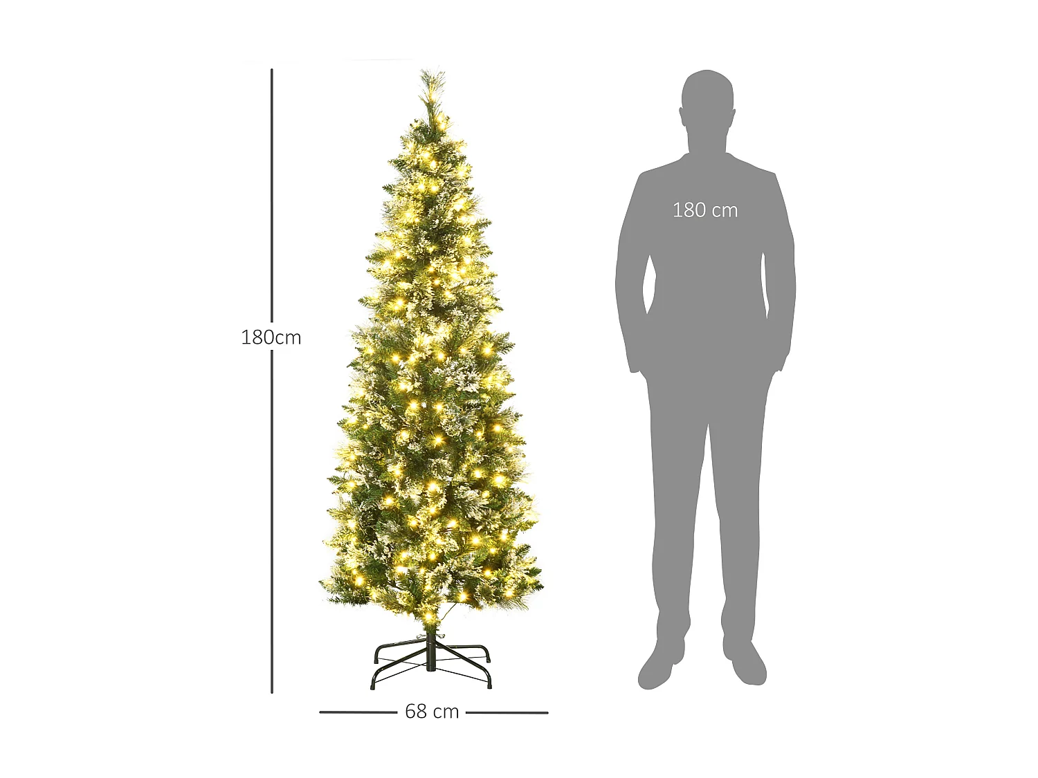 Árbol de navidad verde 68x68x180 cm HOMCOM