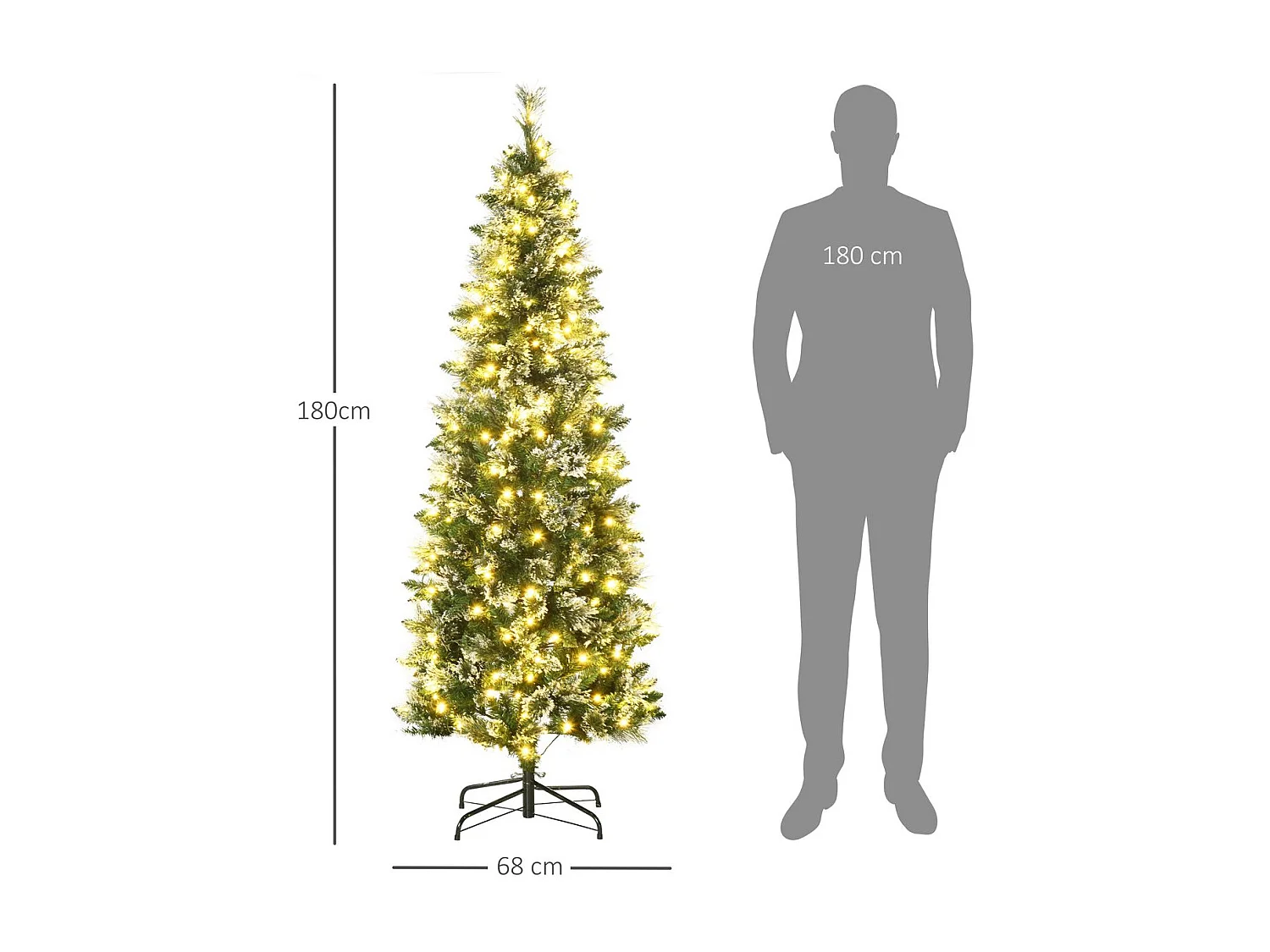 Árbol de navidad verde 68x68x180 cm HOMCOM