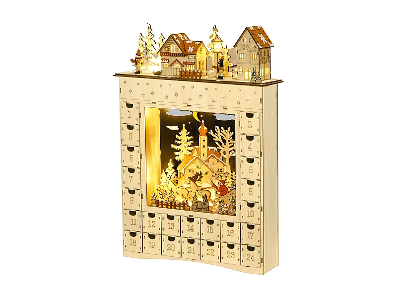 Calendario de adviento madera natural 36x9x52 cm HOMCOM