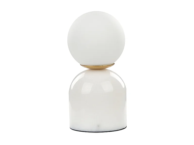 Tischlampe aus Marmor und Glas weiß 21 cm Kugelform Modernes Design Kiwi