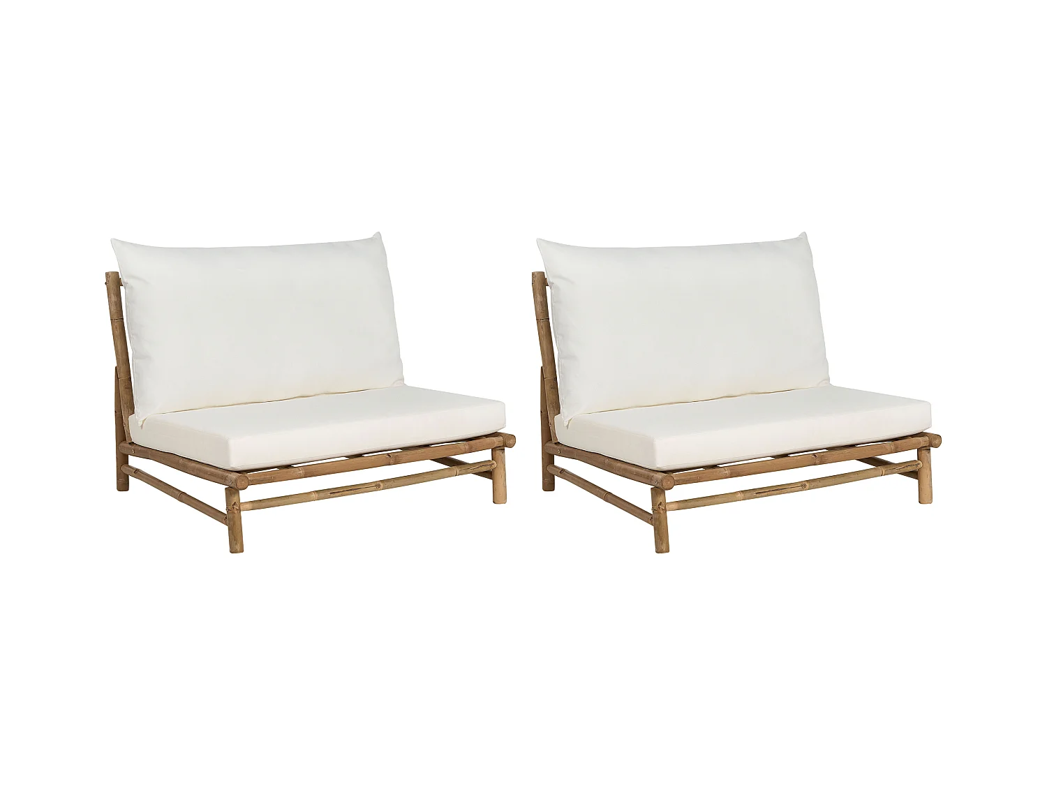 Set mit 2 Stühlen und Sitzkissen TODI Bambusholz Cremeweiss