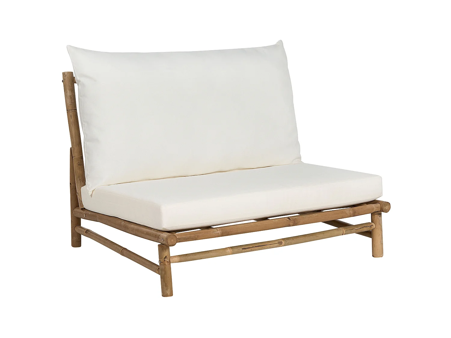 Lot de 2 chaises de jardin avec coussins TODI Bambou Blanc cassé