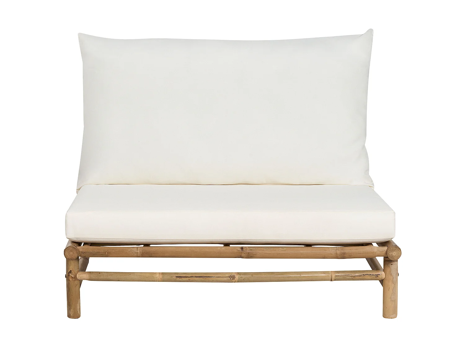 Lot de 2 chaises de jardin avec coussins TODI Bambou Blanc cassé