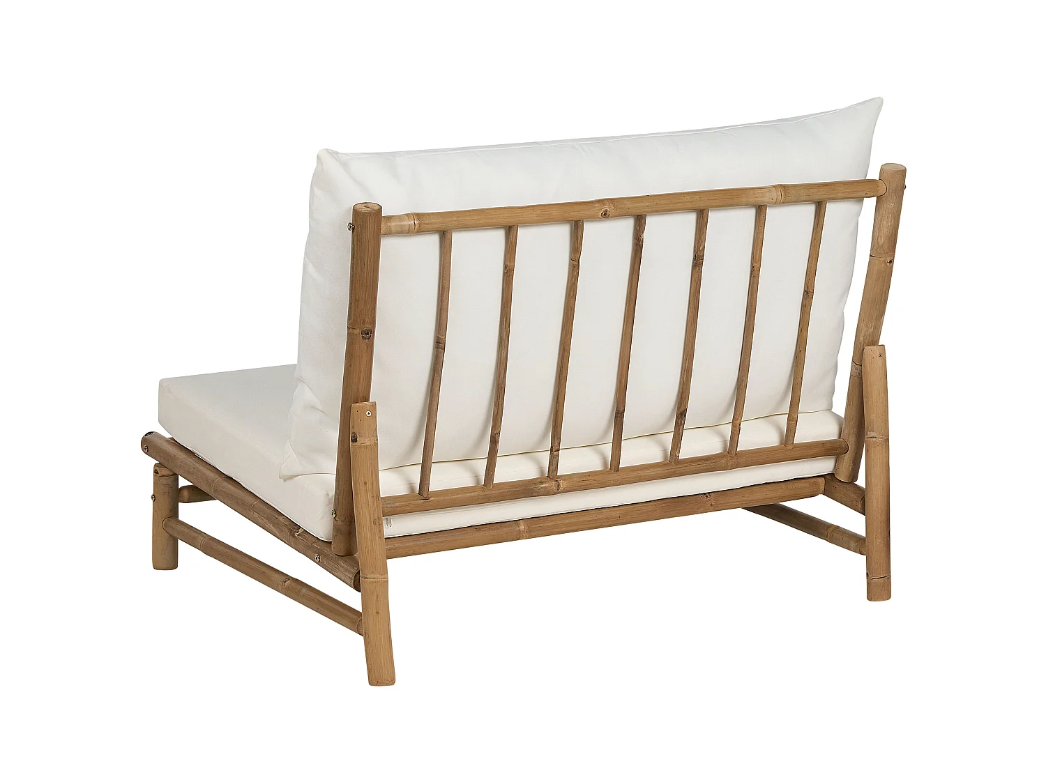 Lot de 2 chaises de jardin avec coussins TODI Bambou Blanc cassé