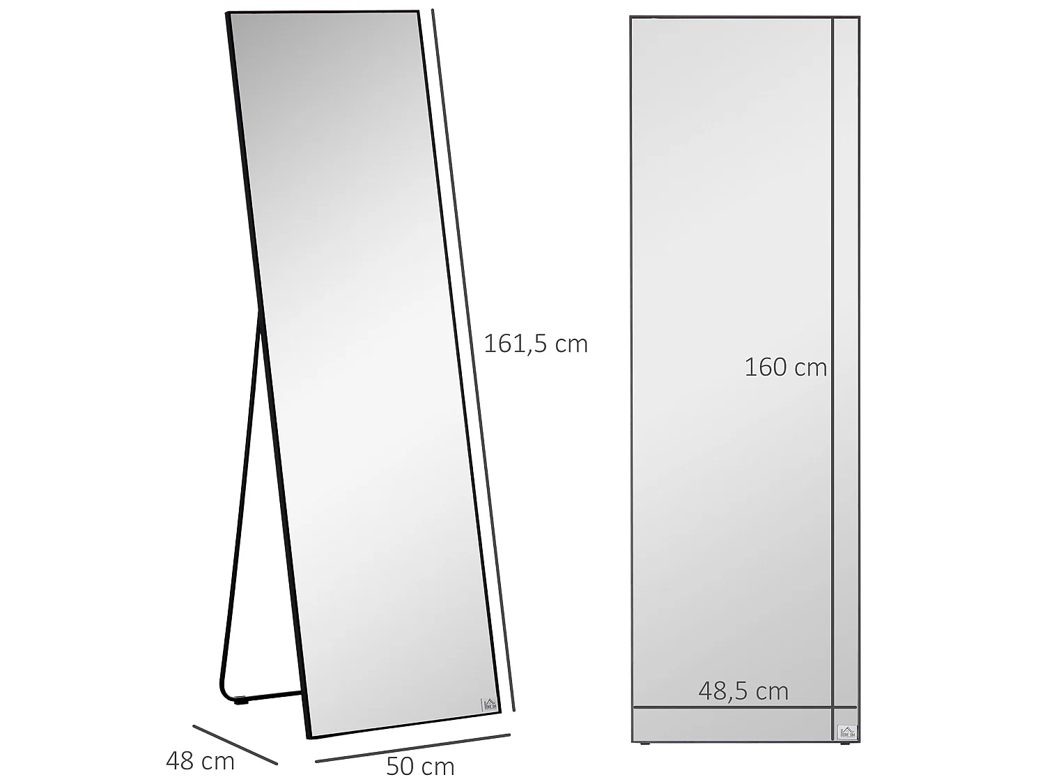 Espejo de pie negro 50x161.5x2 cm HOMCOM