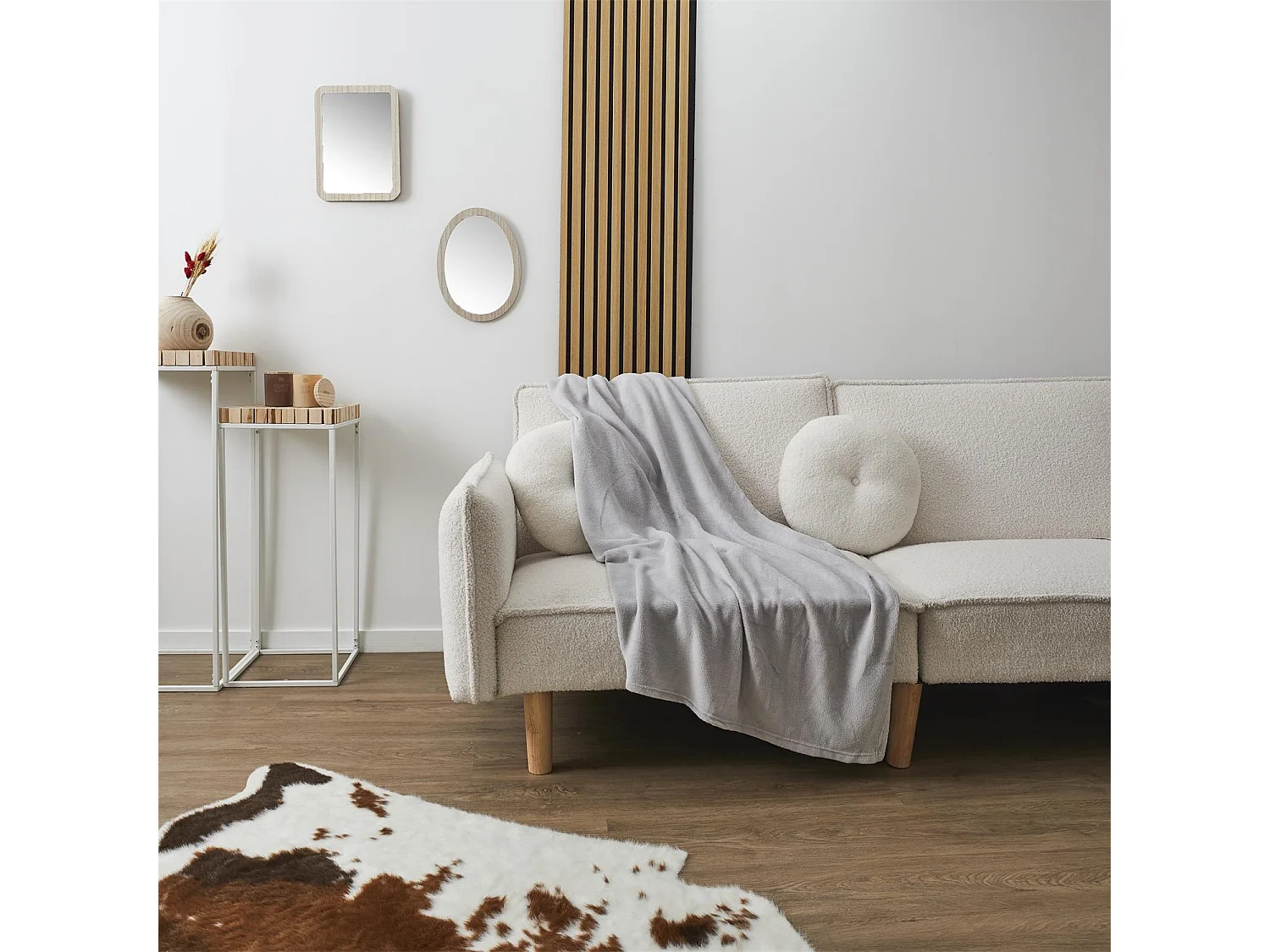 Plaid Molleton Gris Clair 120x150cm Gris