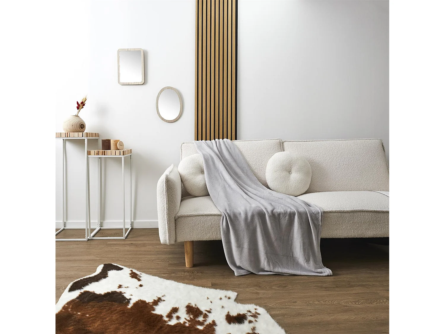 Plaid Molleton Gris Clair 150x200cm Gris