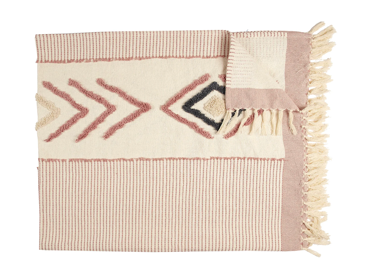 Plaid Blanc Terracotta Tufte 130x150cm Blanc, Rouge