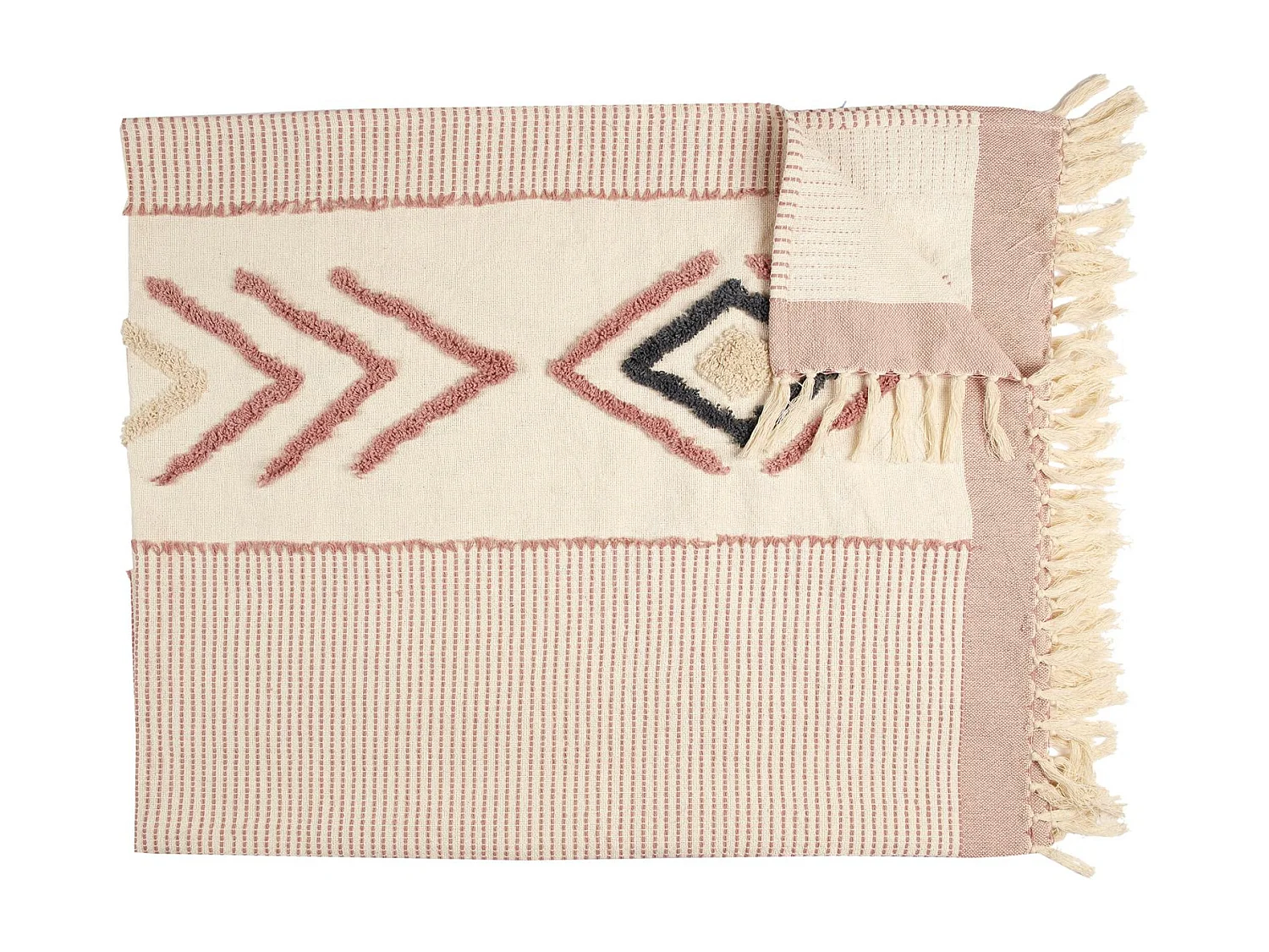 Plaid Blanc Terracotta Tufte 130x150cm Blanc, Rouge