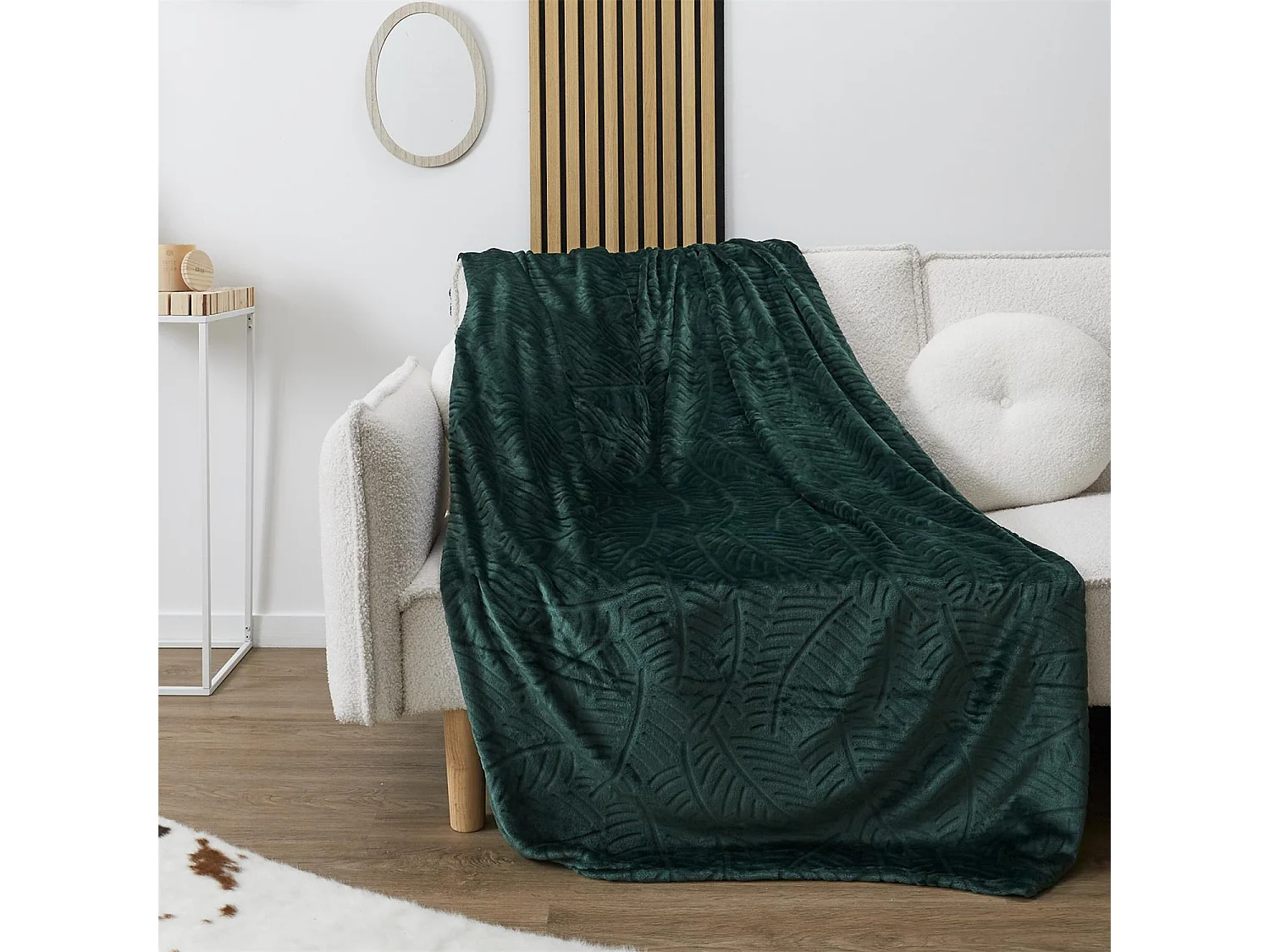 Plaid Flanelle Embosse Vert Sapin 150x200cm Vert