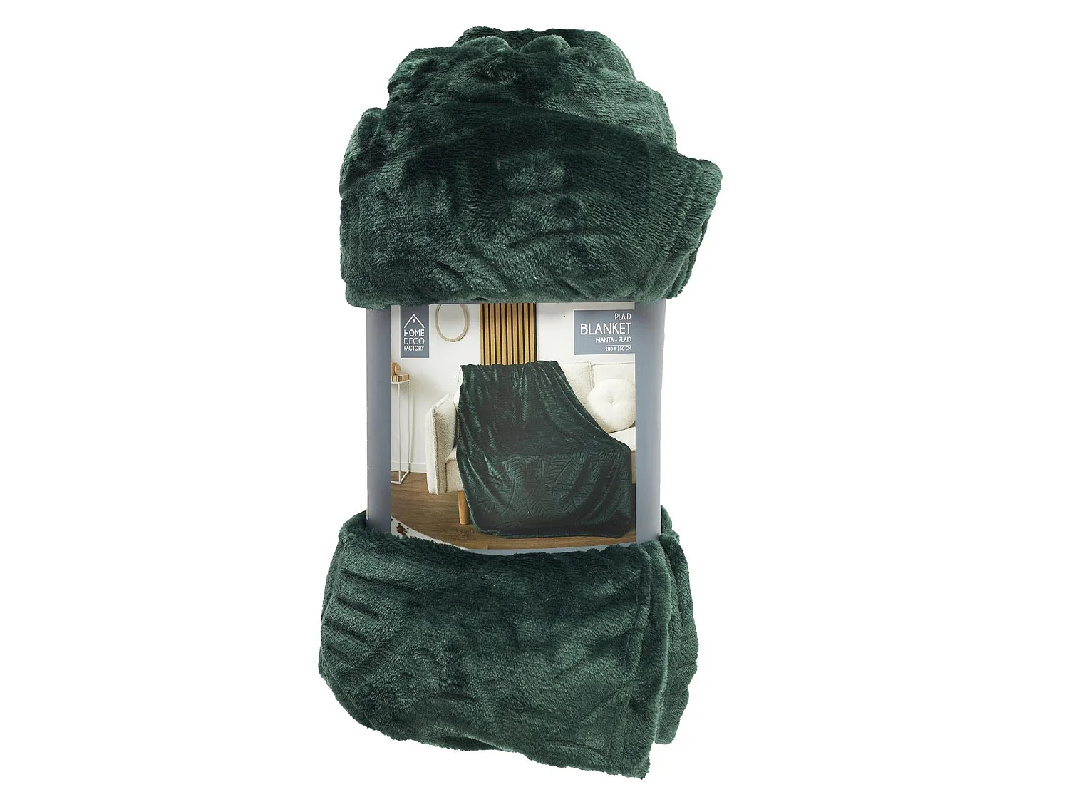 Plaid Flanelle Embosse Vert Sapin 150x200cm Vert