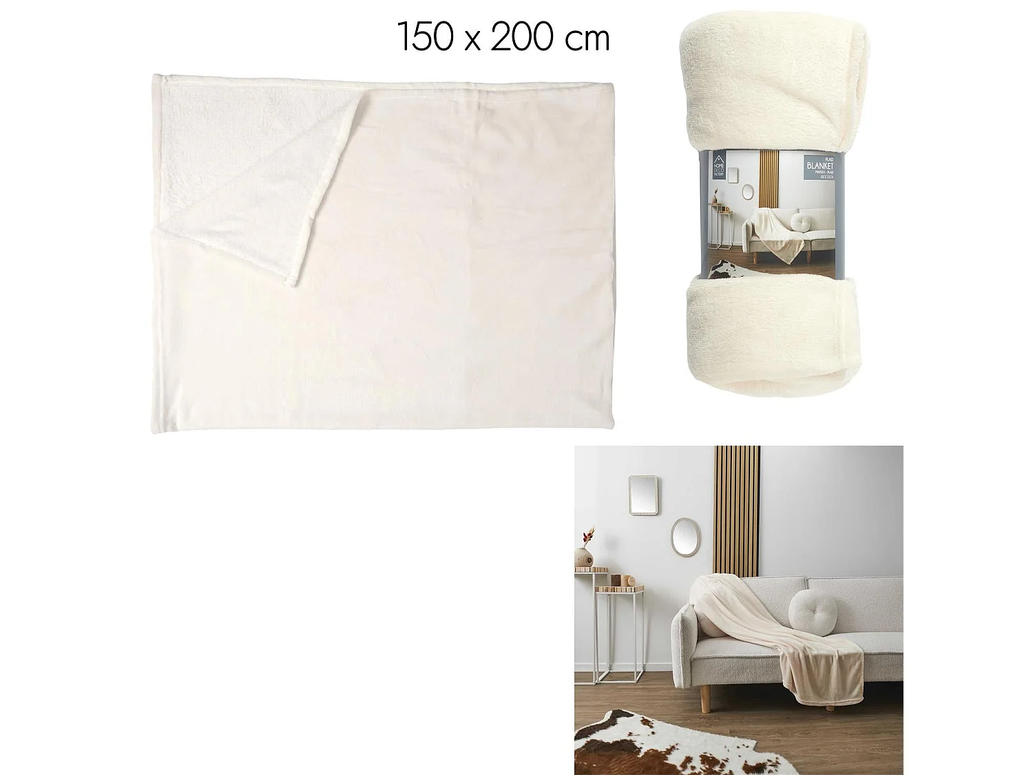 Plaid Molleton Creme 150x200cm Beige