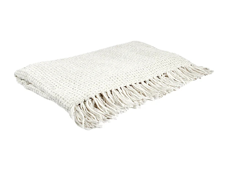 Plaid Blanc Chenille Gaufre 125x150cm Blanc