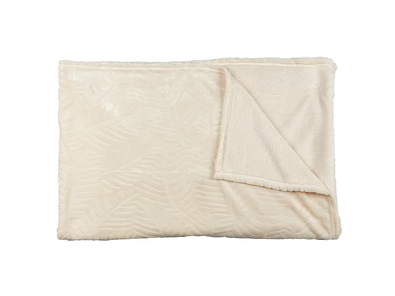 Plaid in Flanella Incisa Crema 150x200 cm in Morbido e Confortevole Poliestere