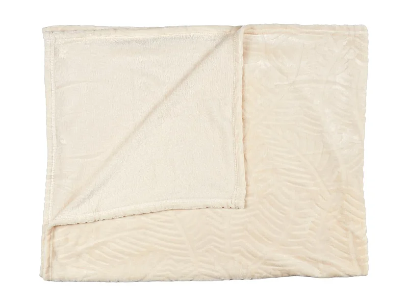 Plaid Flanelle Embosse Creme 120x150cm Beige