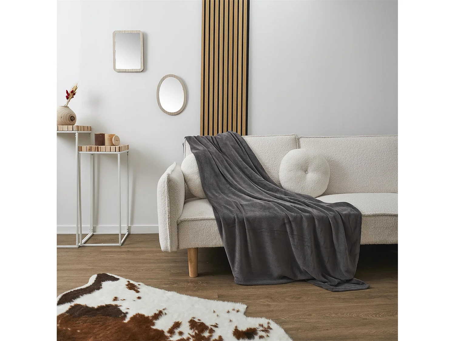 Plaid Molleton Uni 150x200cm Gris