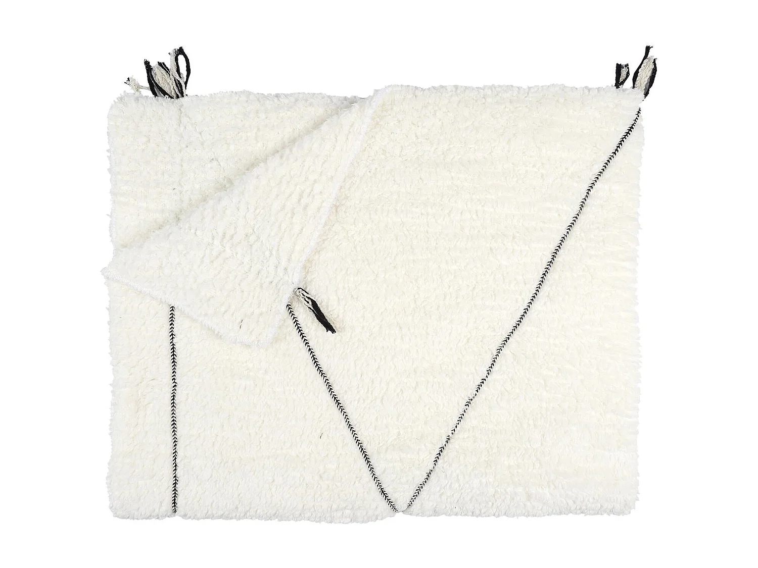 Plaid Sherpa Blanc Motif Triangle 130x160cm Blanc