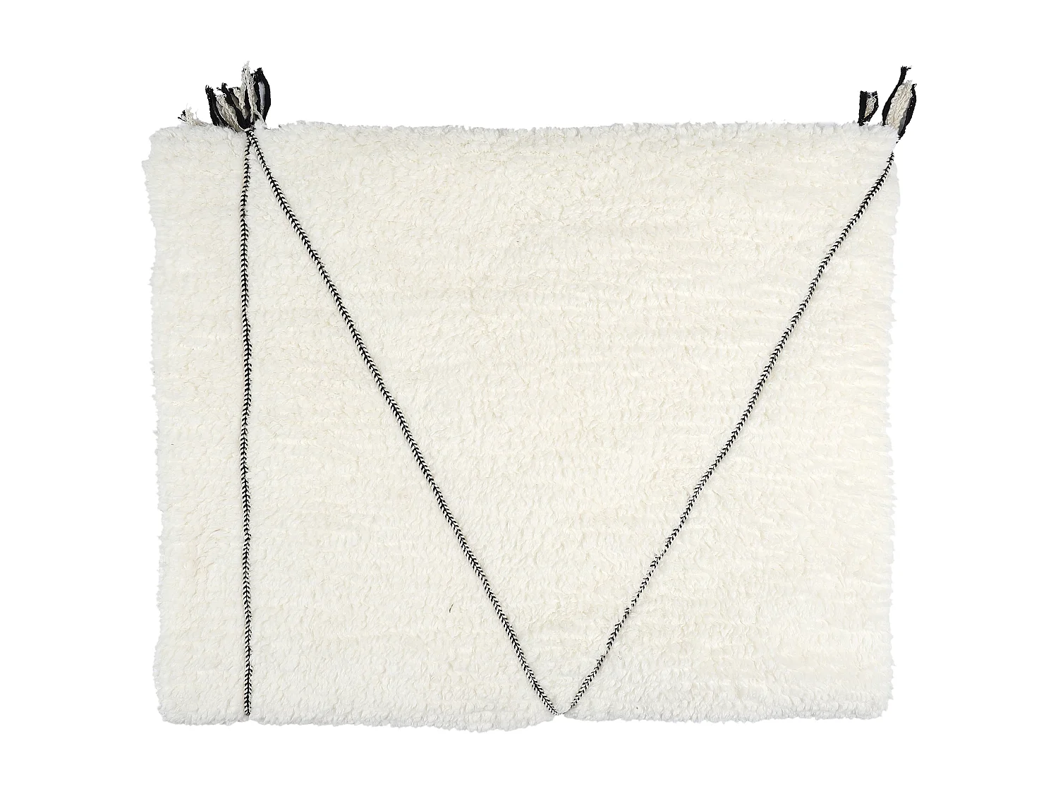 Plaid Sherpa Blanc Motif Triangle 130x160cm Blanc