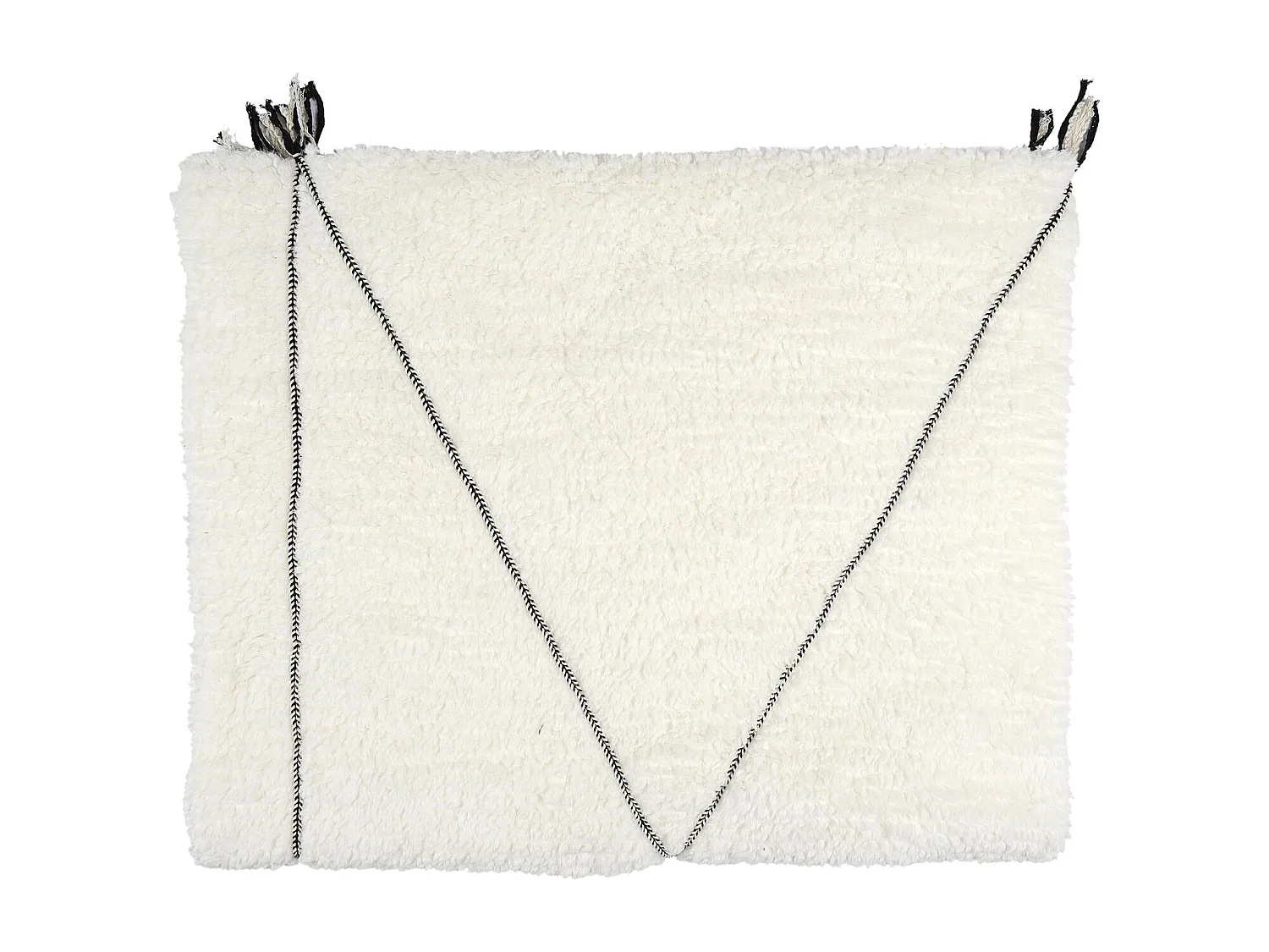 Plaid Sherpa Blanc Motif Triangle 130x160cm Blanc