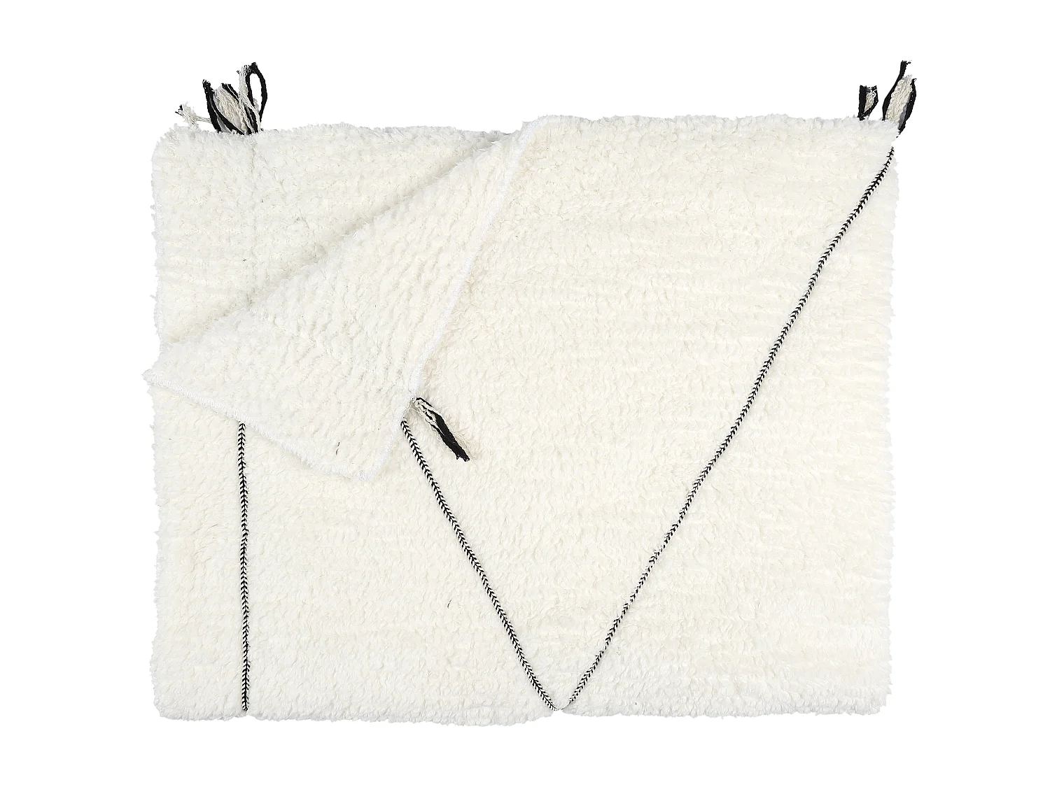 Plaid Sherpa Blanc Motif Triangle 130x160cm Blanc