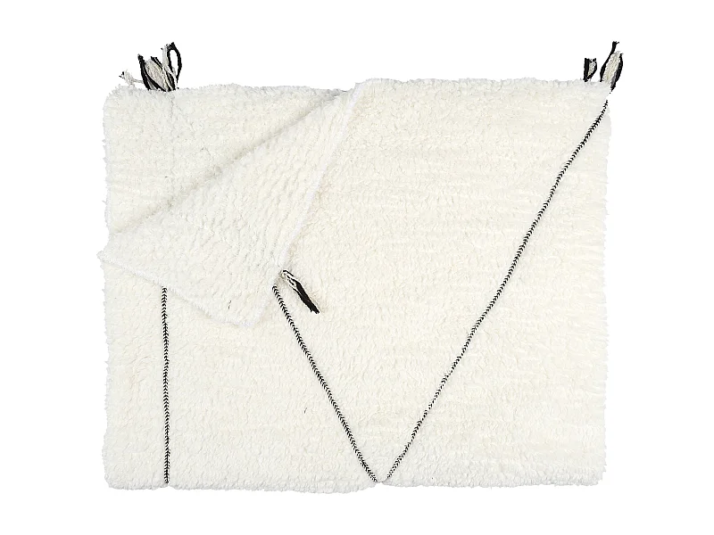 Plaid Sherpa Blanc Motif Triangle 130x160cm Blanc