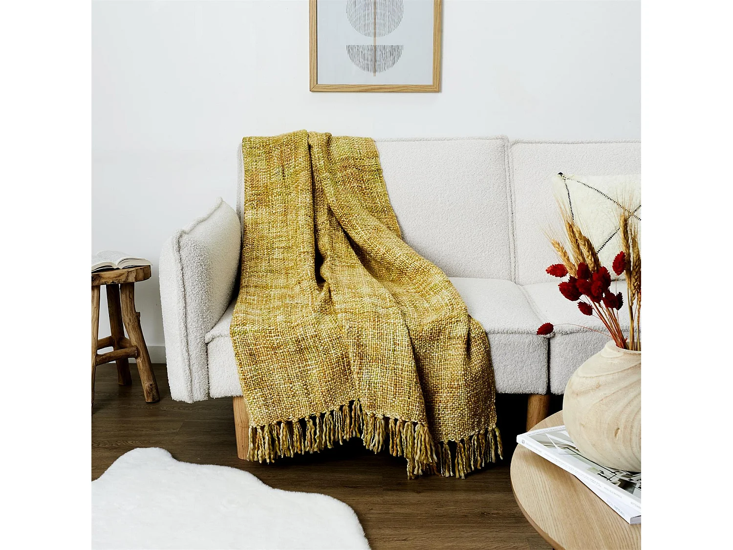 Plaid Grosse Maille Chunky 125x150cm Jaune