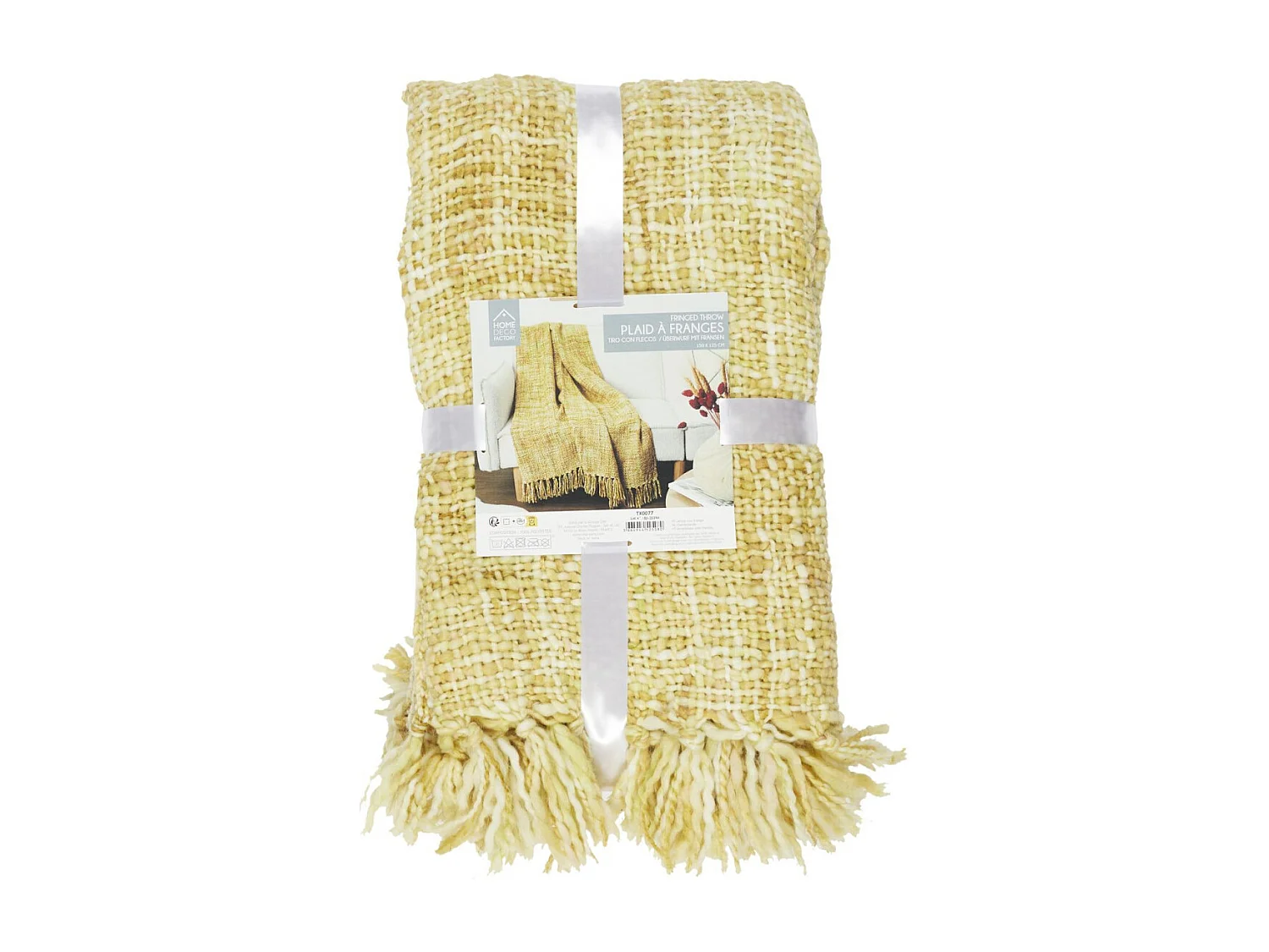 Plaid Grosse Maille Chunky 125x150cm Jaune