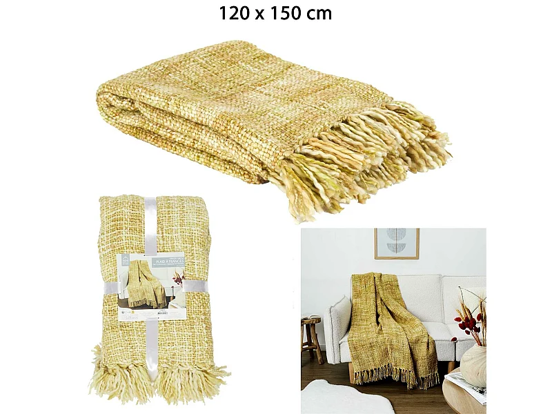 Plaid Grosse Maille Chunky 125x150cm Jaune