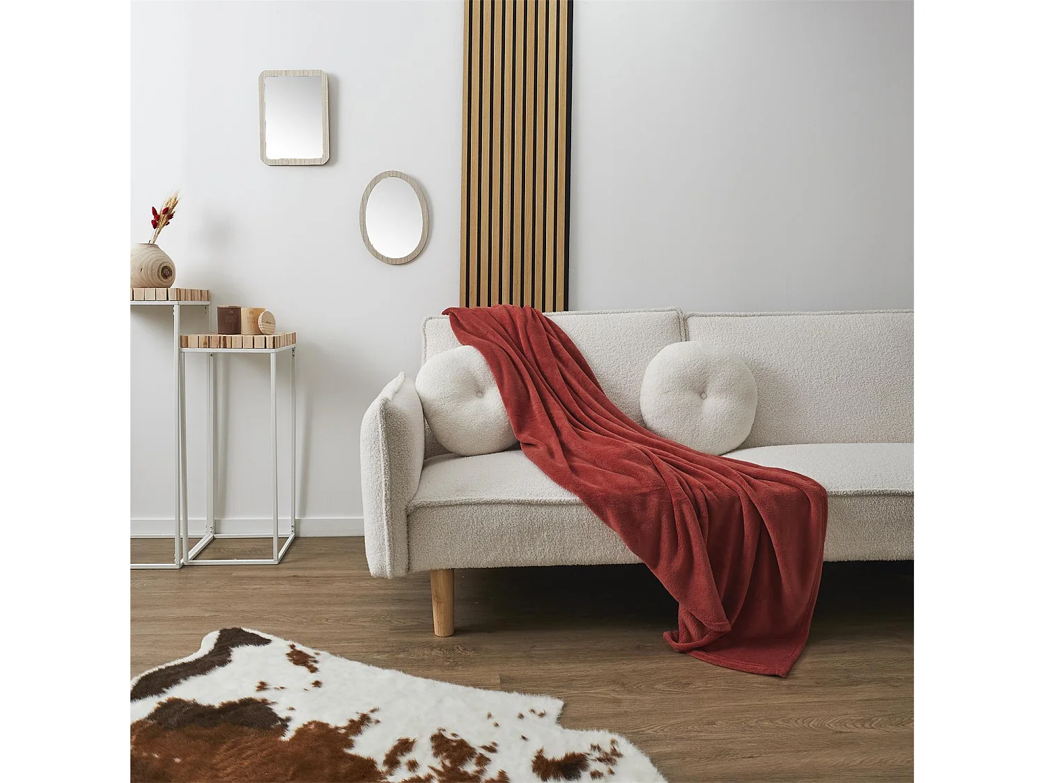 Plaid Molleton Terracotta 150x200cm Rouge