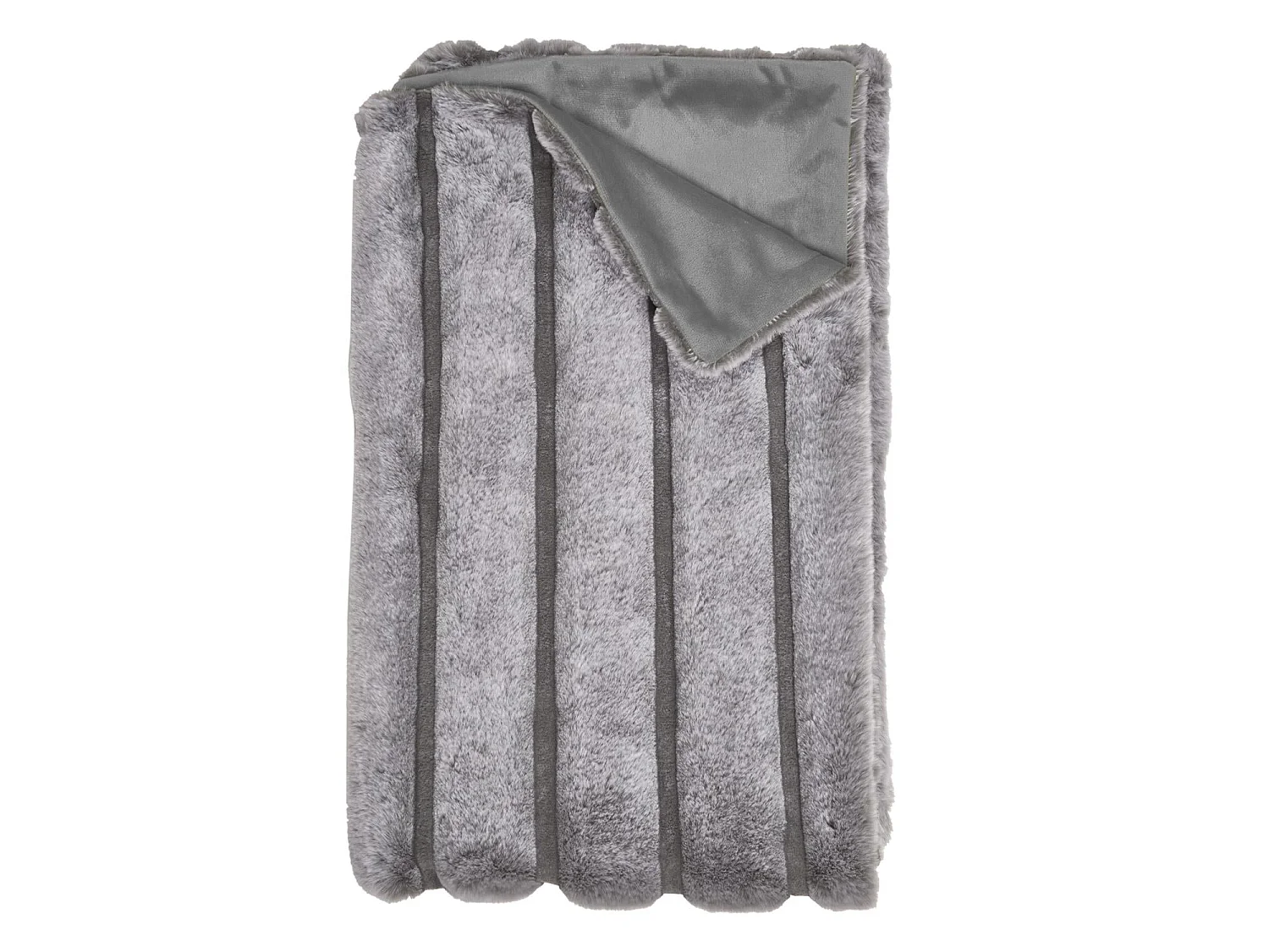 Plaid Imit Fourre Rayures Gris 120x150cm Gris