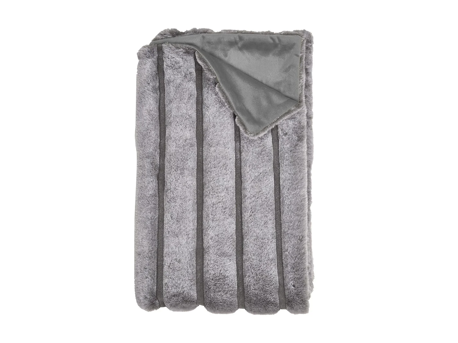 Plaid Imit Fourre Rayures Gris 120x150cm Gris