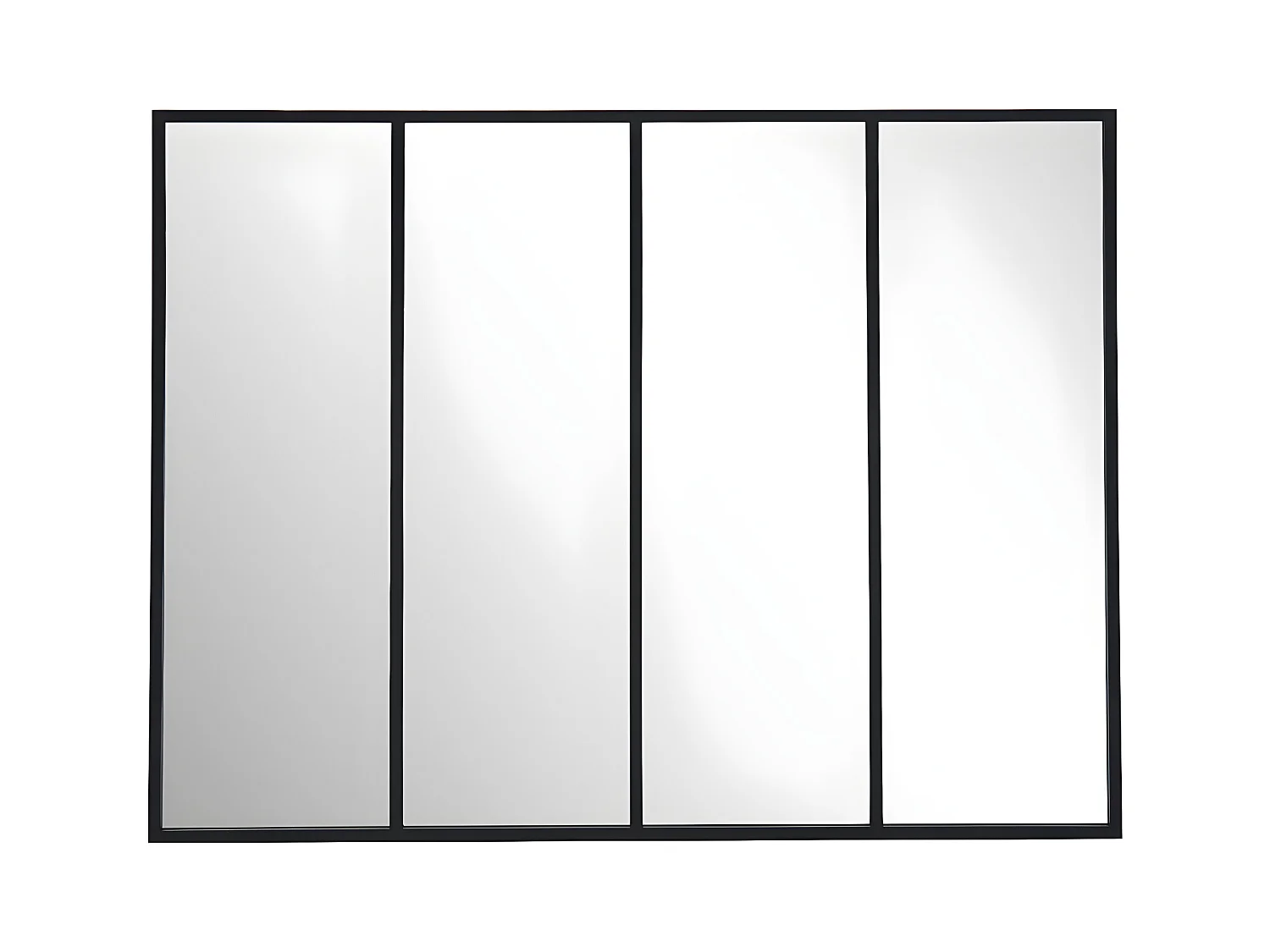 Espejo "ventana" estilo industrial DUDLEY - hierro - 4 bandas - 120 x 90 cm - Negro