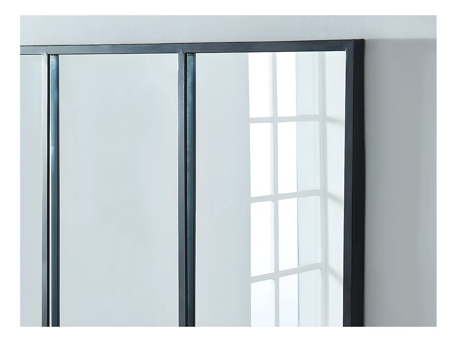 Espejo "ventana" estilo industrial DUDLEY - hierro - 4 bandas - 120 x 90 cm - Negro