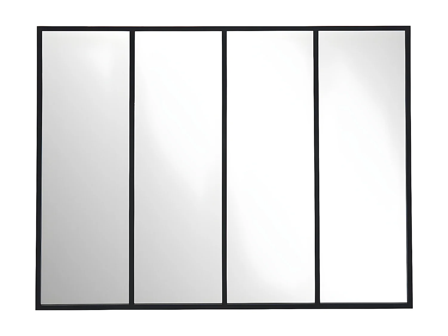 Espejo "ventana" estilo industrial DUDLEY - hierro - 4 bandas - 120 x 90 cm - Negro
