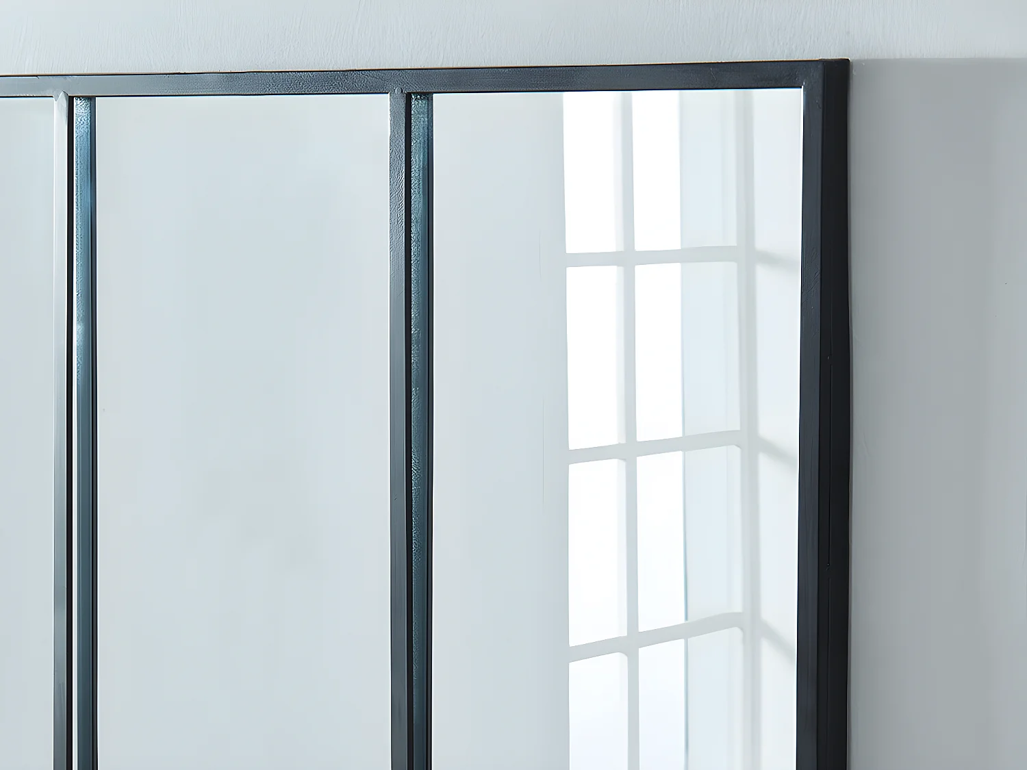 Espejo "ventana" estilo industrial DUDLEY - hierro - 4 bandas - 120 x 90 cm - Negro