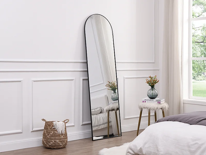 Grand miroir arche à poser en métal - L. 50 x H. 170 cm - Noir - MAILEN