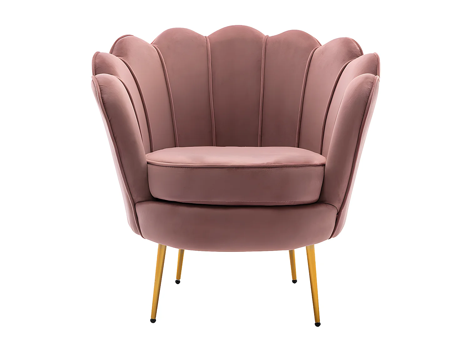 Zitbank 2 personen en fauteuil in schelpvorm in roze fluweel DANDELION
